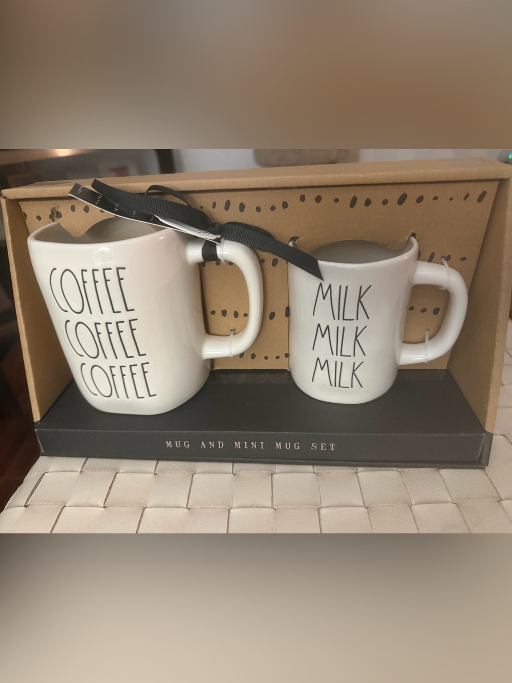 Rae Dunn White Coffee & Milk Mug Set